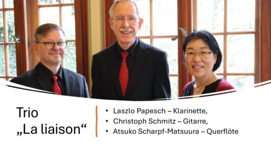 Miglieder des Trio "La liaison": Laszlo Papesch - Klarinette, Christoph Schmitz - Gitarre und AtsukoScharpf-Matsuura - Flöte
